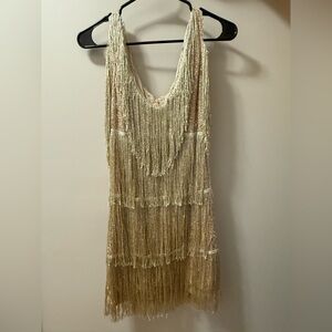 Uninss - Gold Tiered Sheath Mini Dress - size S